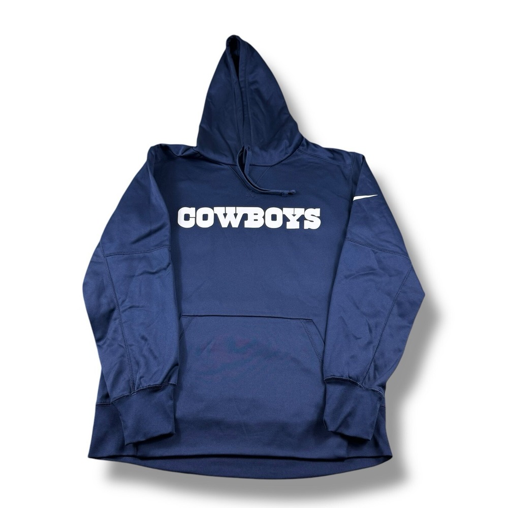Nike Therma-Fit NFL Dallas Cowboys Blue/White  Spellout Hoodie Mens Sz M EUC